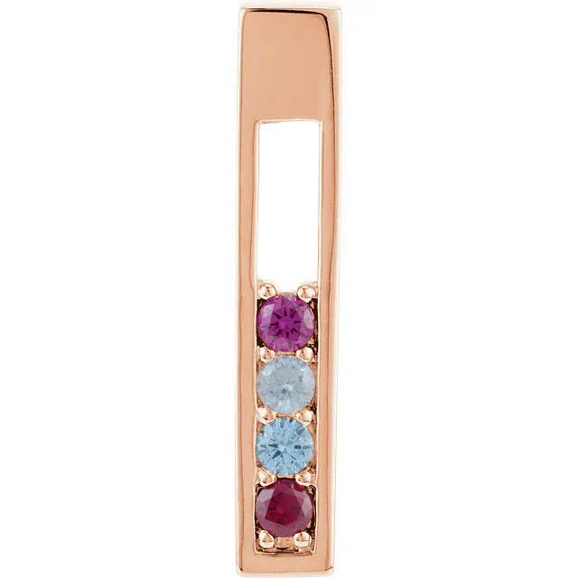 Open Vertical Bar Mother's Family Birthstone Pendant or Necklace