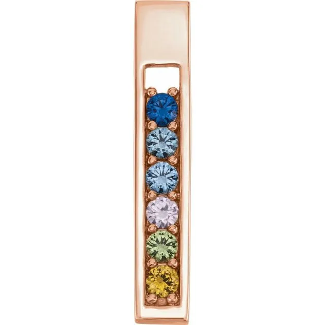 Open Vertical Bar Mother's Family Birthstone Pendant or Necklace