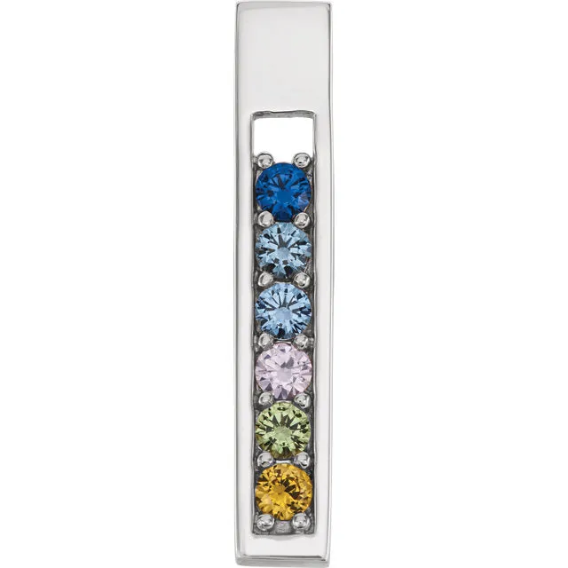 Open Vertical Bar Mother's Family Birthstone Pendant or Necklace