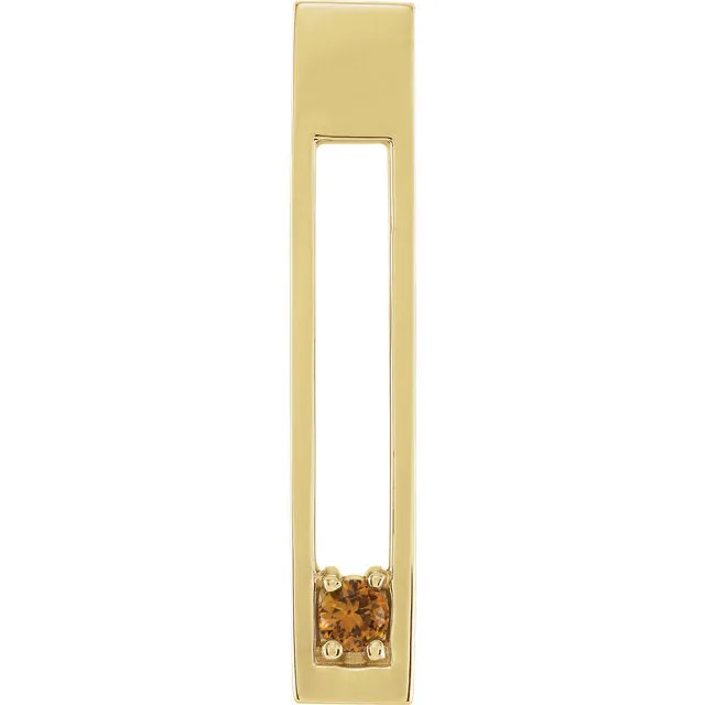 Open Vertical Bar Mother's Family Birthstone Pendant or Necklace