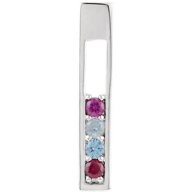 Open Vertical Bar Mother's Family Birthstone Pendant or Necklace