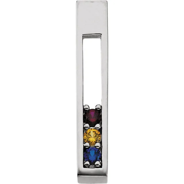 Open Vertical Bar Mother's Family Birthstone Pendant or Necklace