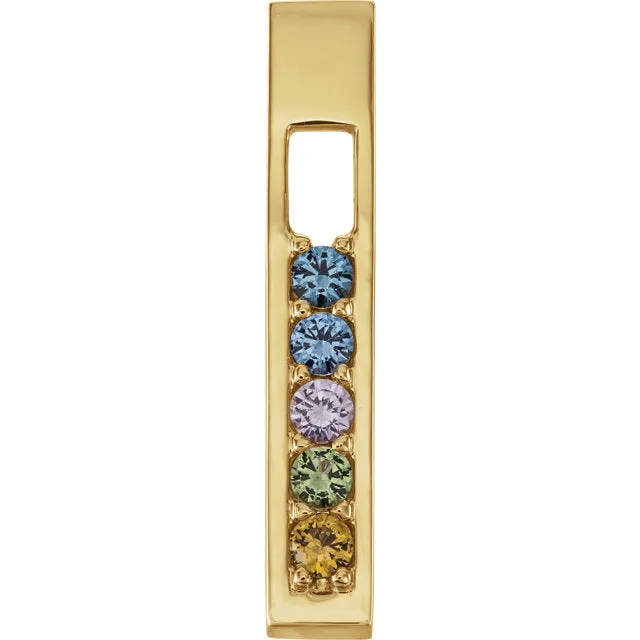 Open Vertical Bar Mother's Family Birthstone Pendant or Necklace