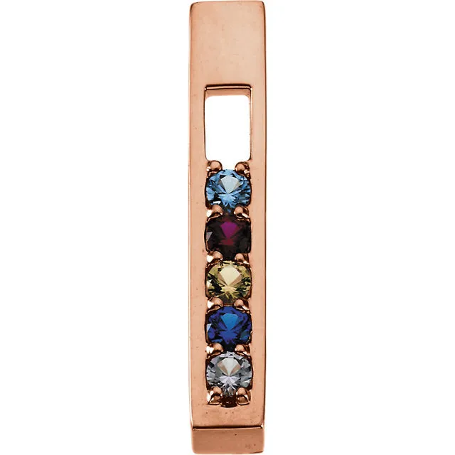 Open Vertical Bar Mother's Family Birthstone Pendant or Necklace