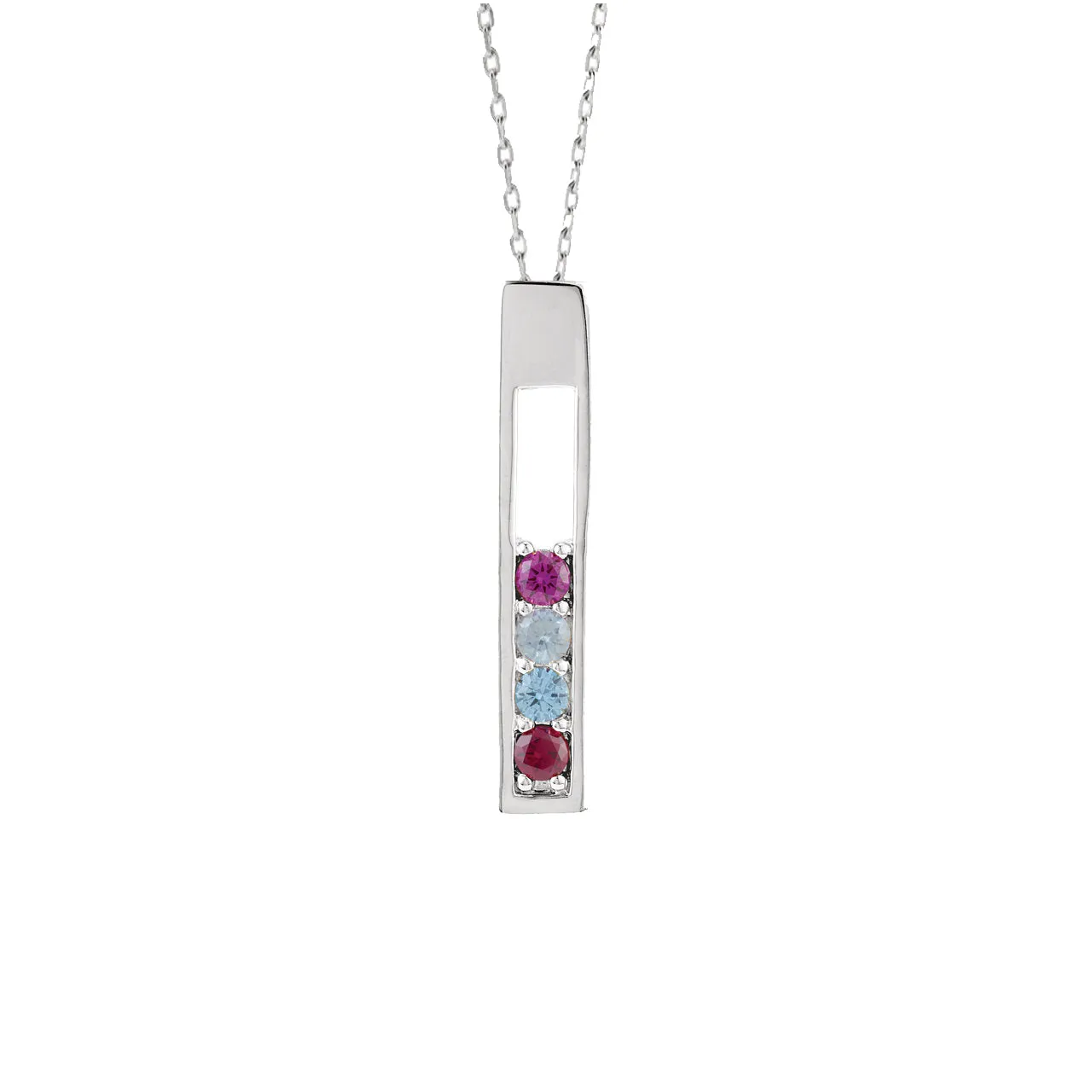 Open Vertical Bar Mother's Family Birthstone Pendant or Necklace