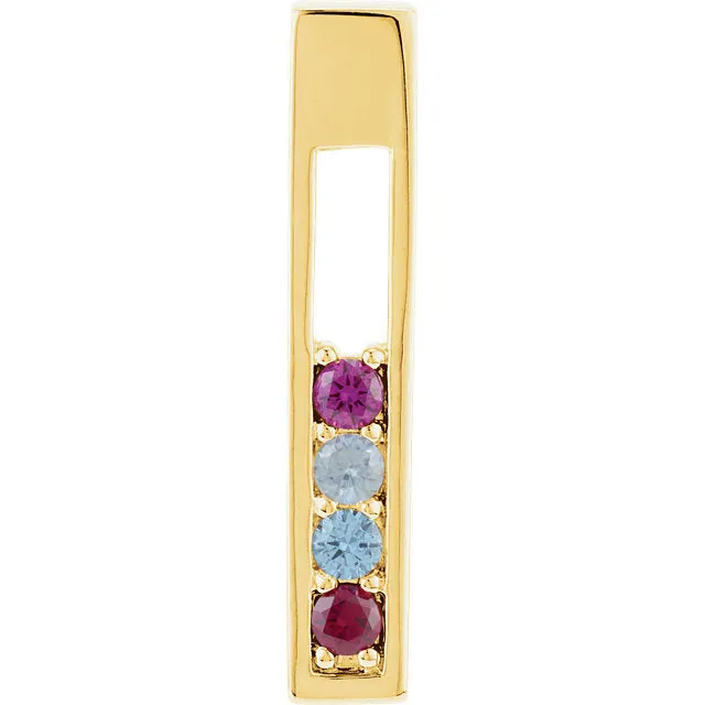 Open Vertical Bar Mother's Family Birthstone Pendant or Necklace