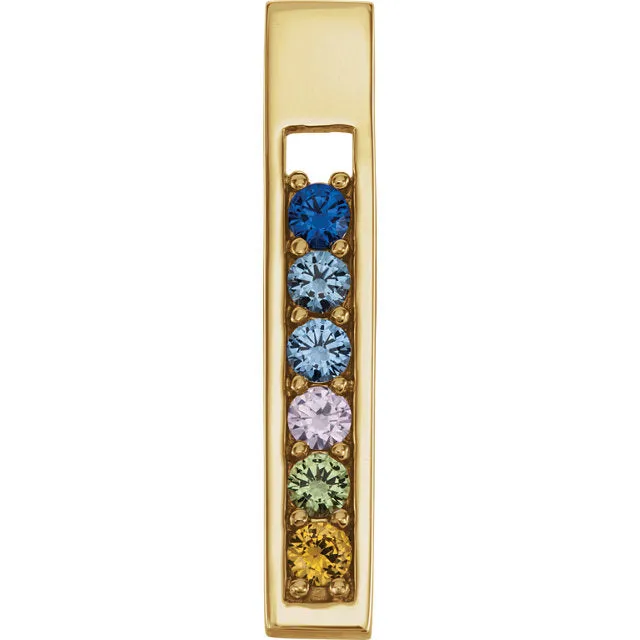 Open Vertical Bar Mother's Family Birthstone Pendant or Necklace