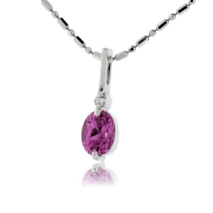 Oval Pink Sapphire & Diamond Bar Necklace