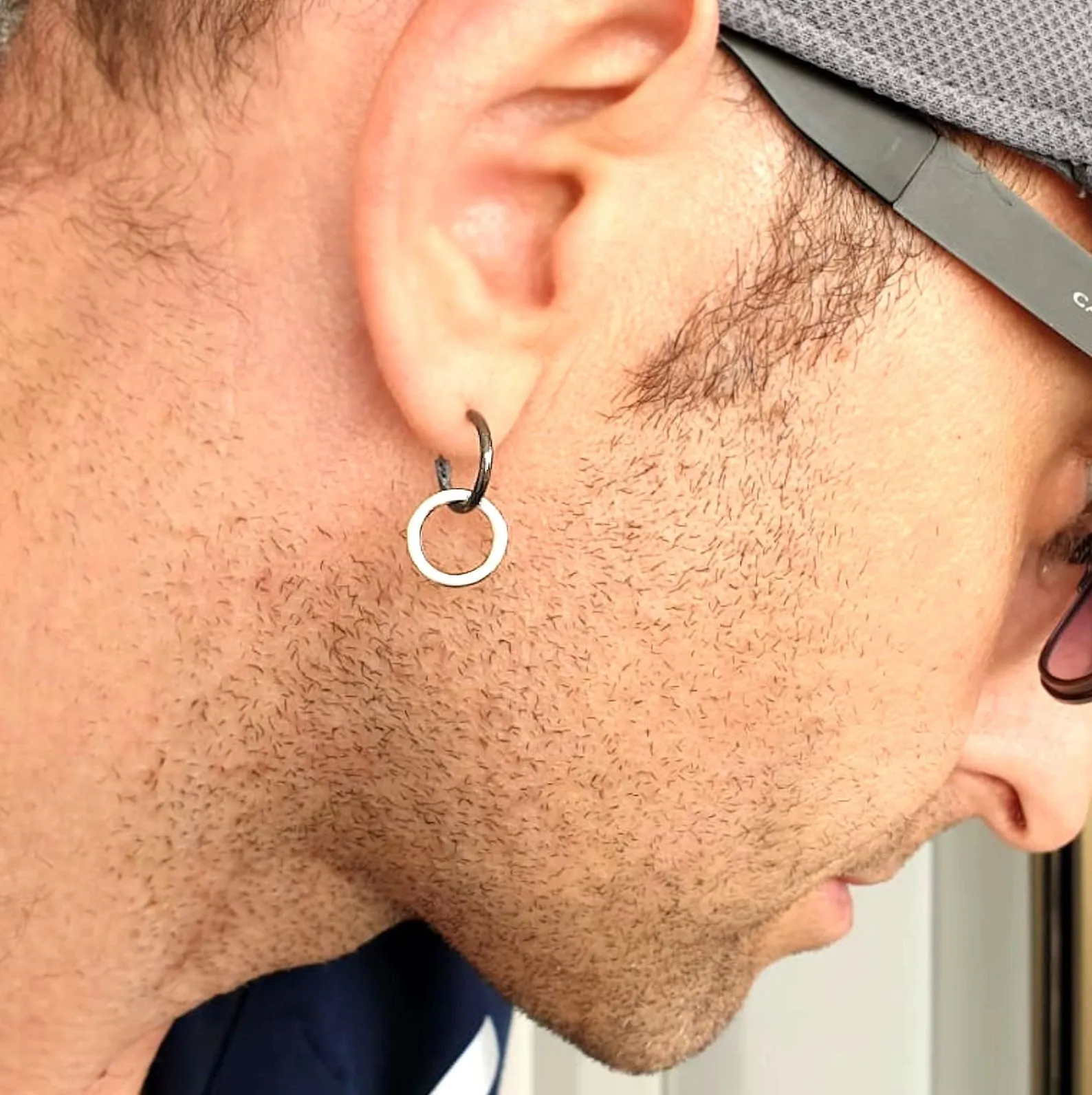 Oxidized Sterling Silver Dangle Earring for men