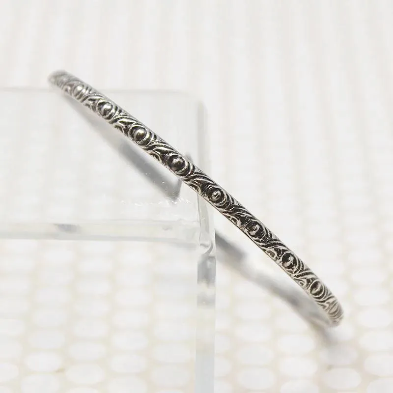 Pair of Slim Engraved Silver Bangles