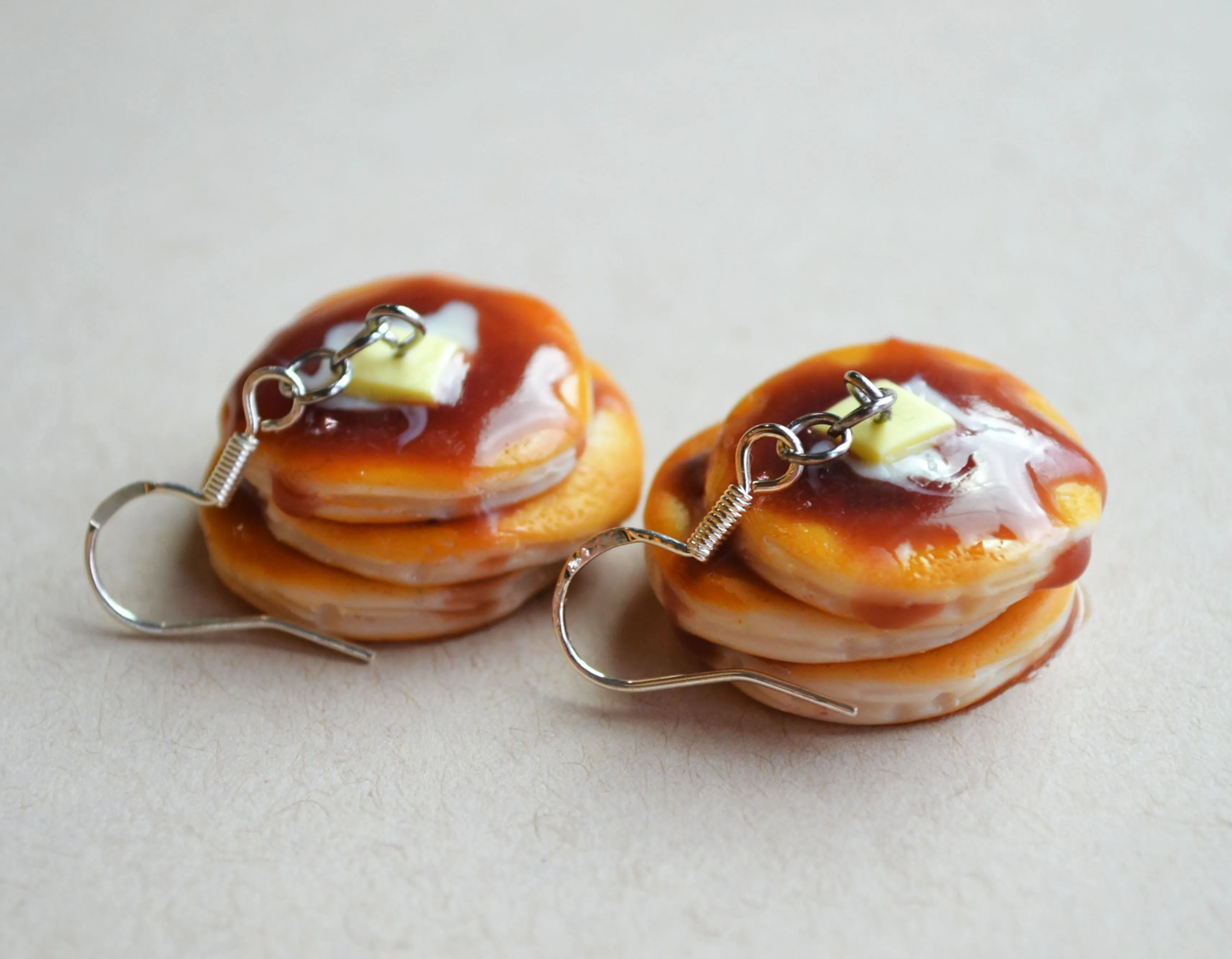 Pancake Stack With Maple Syrup Hook Dangle Earrings