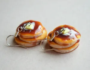 Pancake Stack With Maple Syrup Hook Dangle Earrings