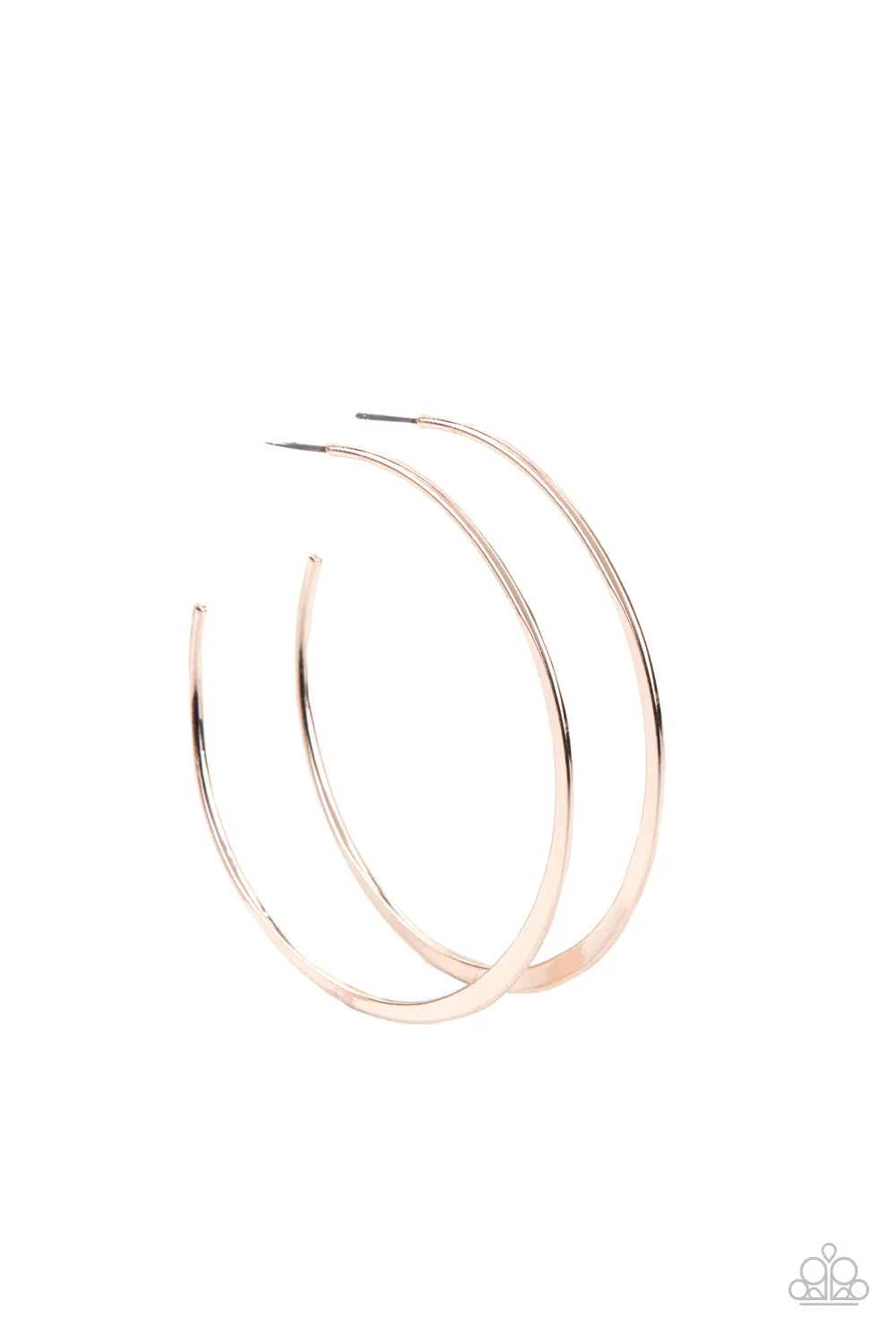 Paparazzi " Don't Lose Your Edge " Rose Gold Metal Flattened Thin Hoop Earrings