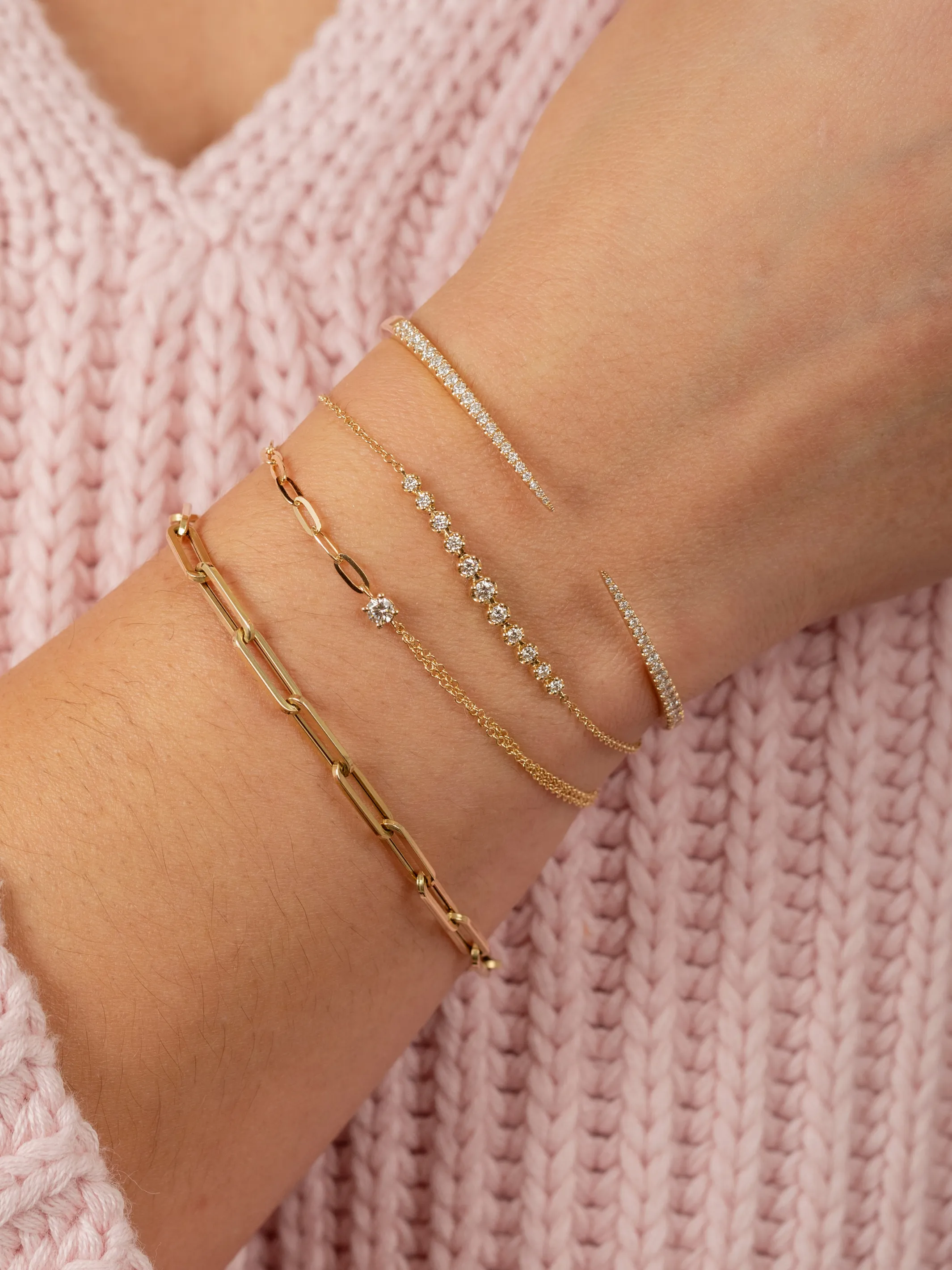 Paperclip 'M' Chain Bracelet 14K
