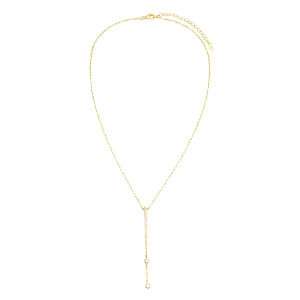 Pavé Bar Drop Lariat Necklace