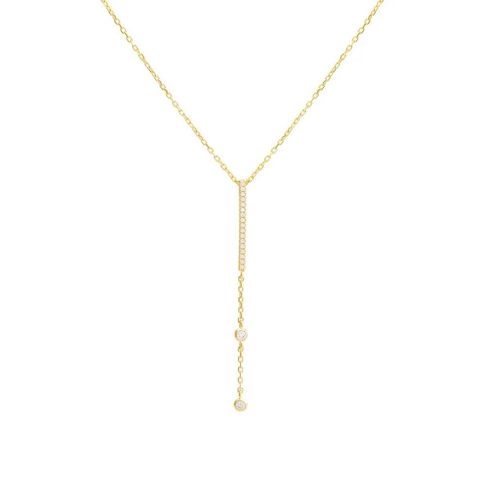 Pavé Bar Drop Lariat Necklace
