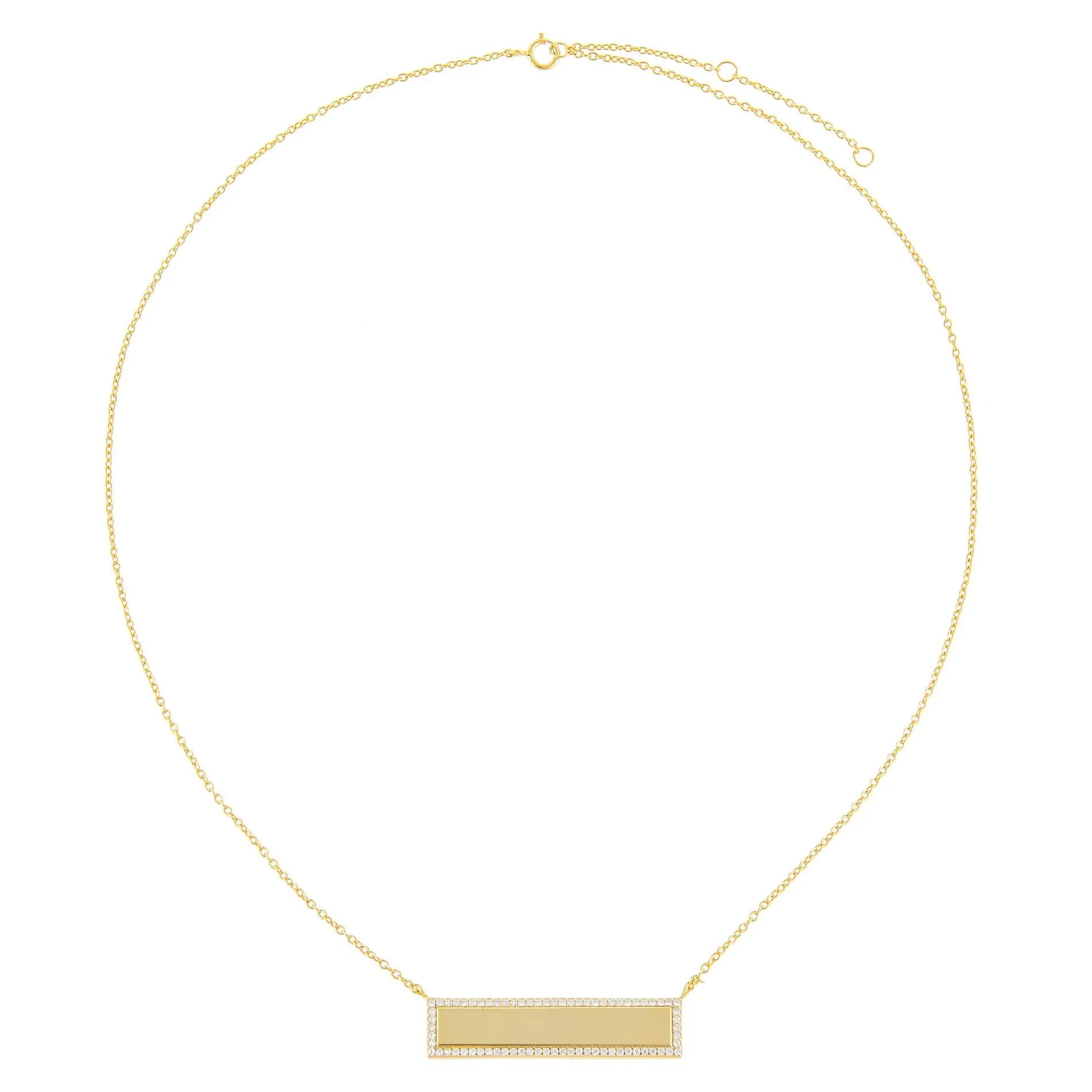 Pavé Engraved Bar Name Necklace