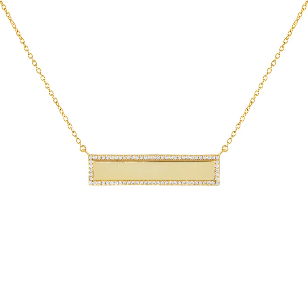 Pavé Engraved Bar Name Necklace