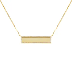 Pavé Engraved Bar Name Necklace