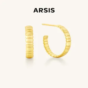 Pavé Snake Chain Thin Pattern Hoop Earrings
