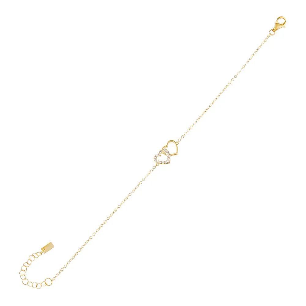 Pavé X Solid Interlocking Heart Bracelet