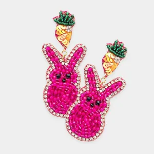 Peeps Beaded Bunny Dangle Earrings