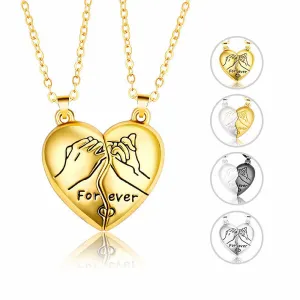 Personalized Couple Necklace Magnetic Matching Pinky Swear Necklaces for Couples Valentine's Gift for Lover