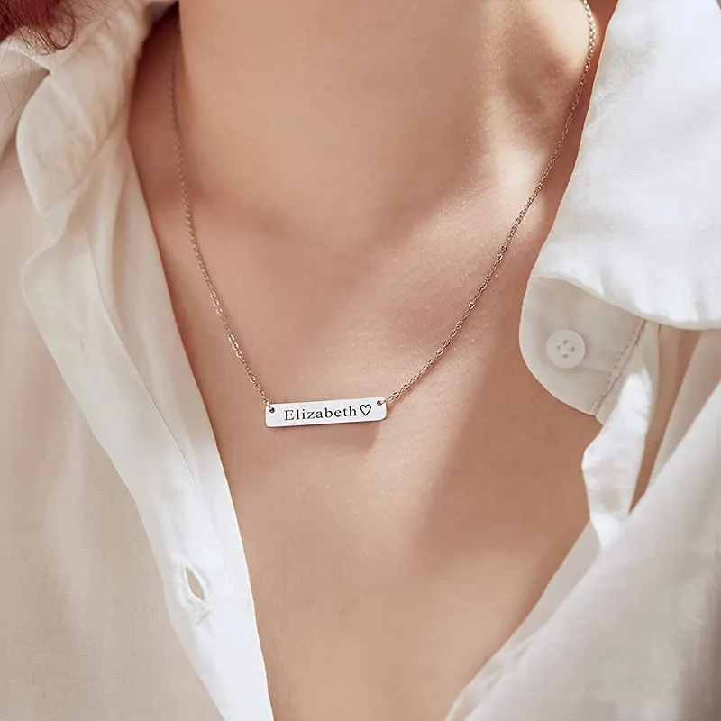 Personalized Custom Name Bar Necklace Engraved for Mom