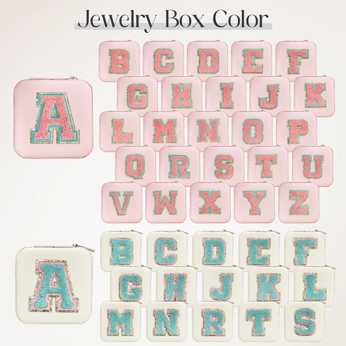 Personalized Jewelry Box, White Travel Jewelry Box with Initial G, Small Monogrammed Jewelry Case Organizer for Girls Women Teen Kids, Mini Travel Essentials Gifts for Birthday Christmas