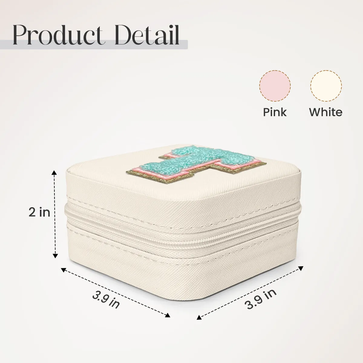 Personalized Jewelry Box, White Travel Jewelry Box with Initial T, Small Monogrammed Jewelry Case Organizer for Girls Women Teen Kids, Mini Travel Essentials Gifts for Birthday Christmas