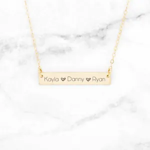Personalized Name Bar Necklace - Custom Horizontal Bar Necklace