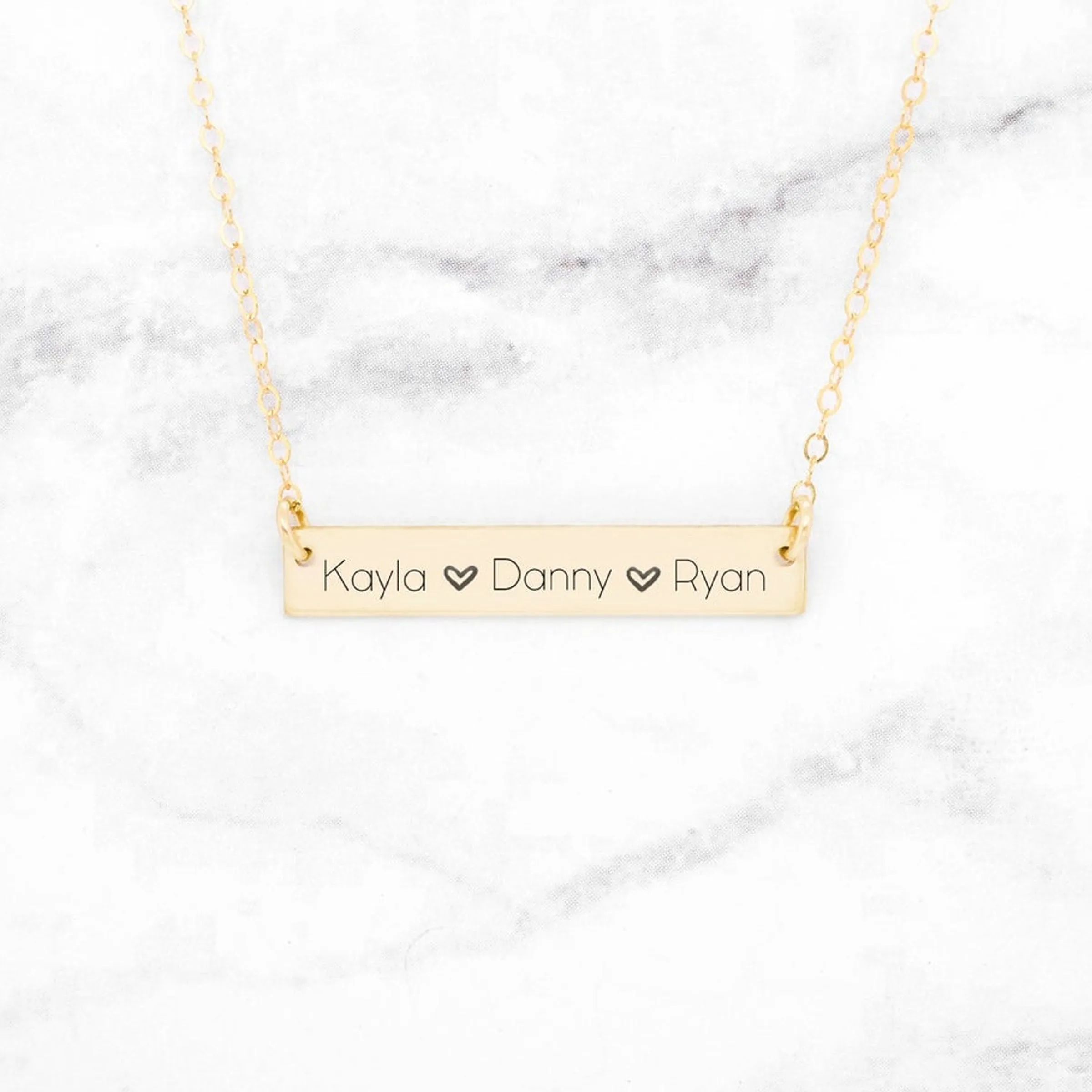 Personalized Name Bar Necklace - Custom Horizontal Bar Necklace