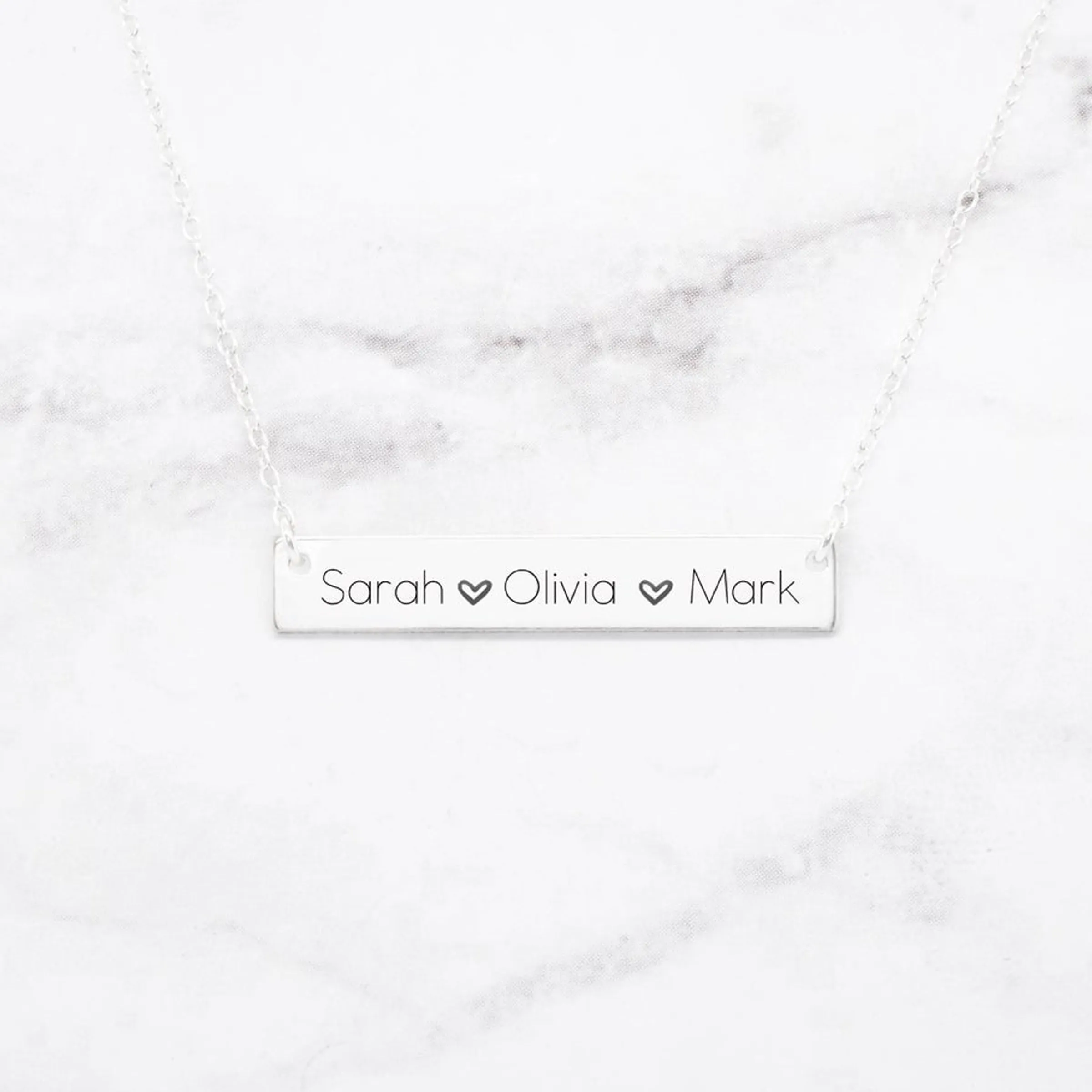 Personalized Name Bar Necklace - Custom Horizontal Bar Necklace