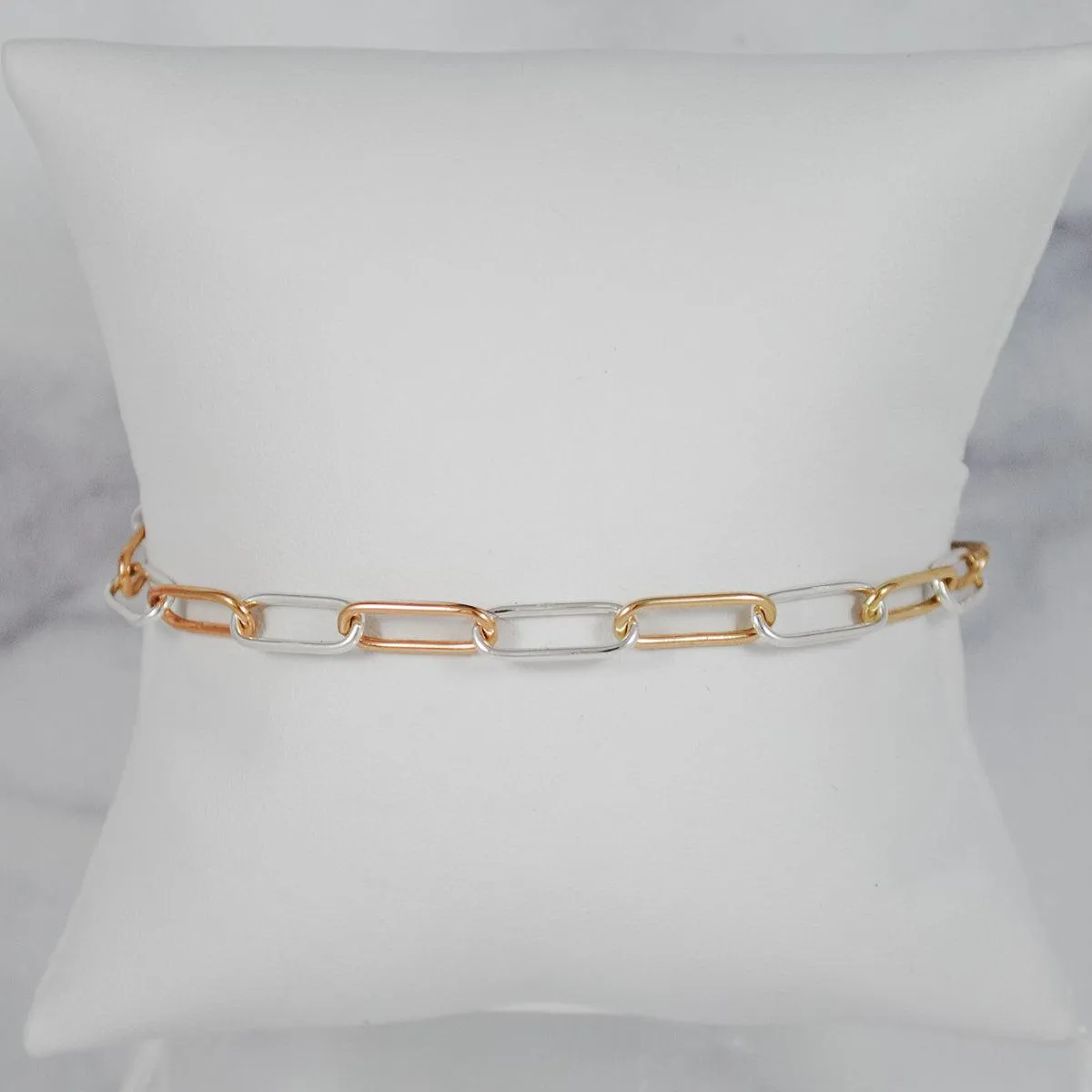 Petite Paperclip Chain Bracelet - Mixed Metals