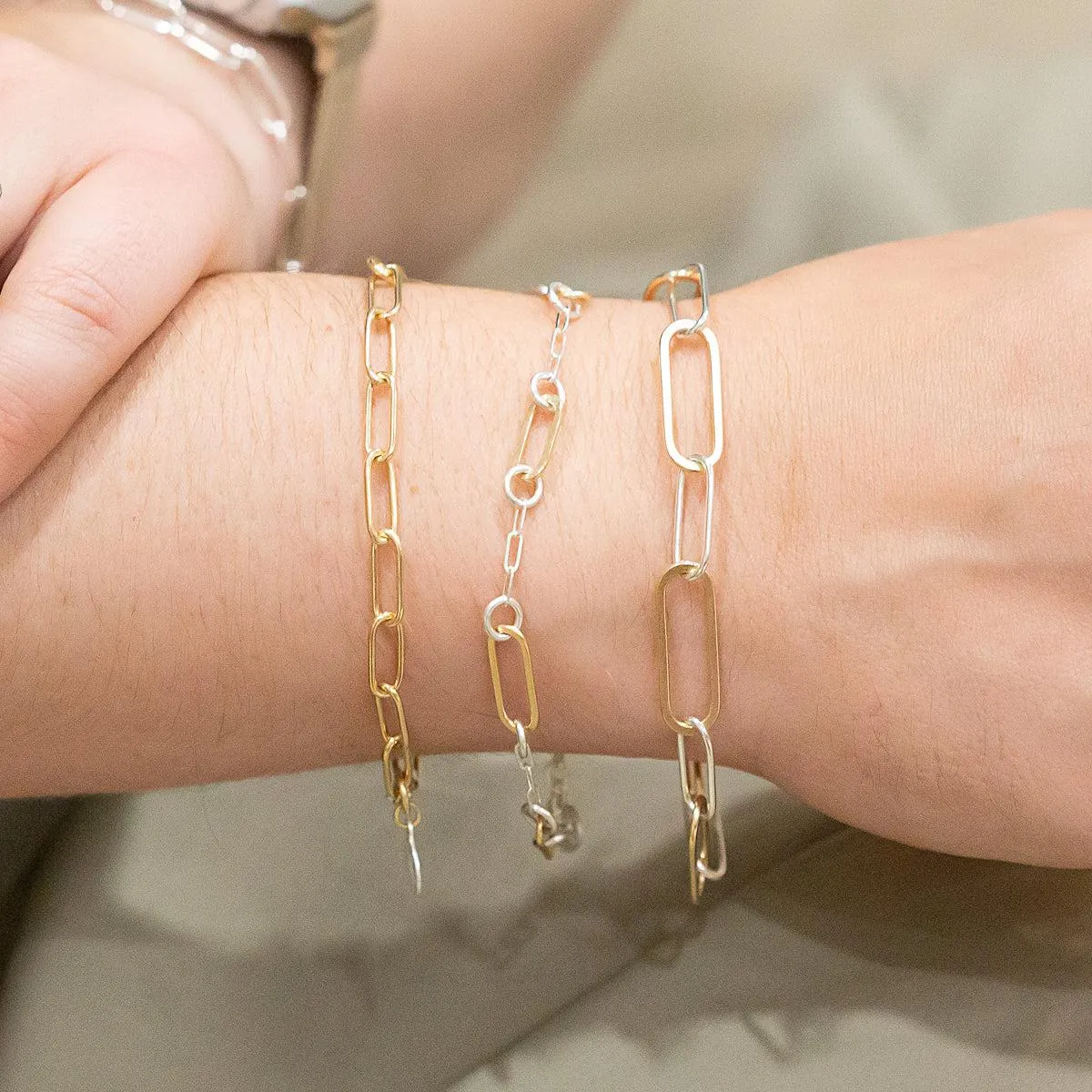 Petite Paperclip Chain Bracelet - Mixed Metals