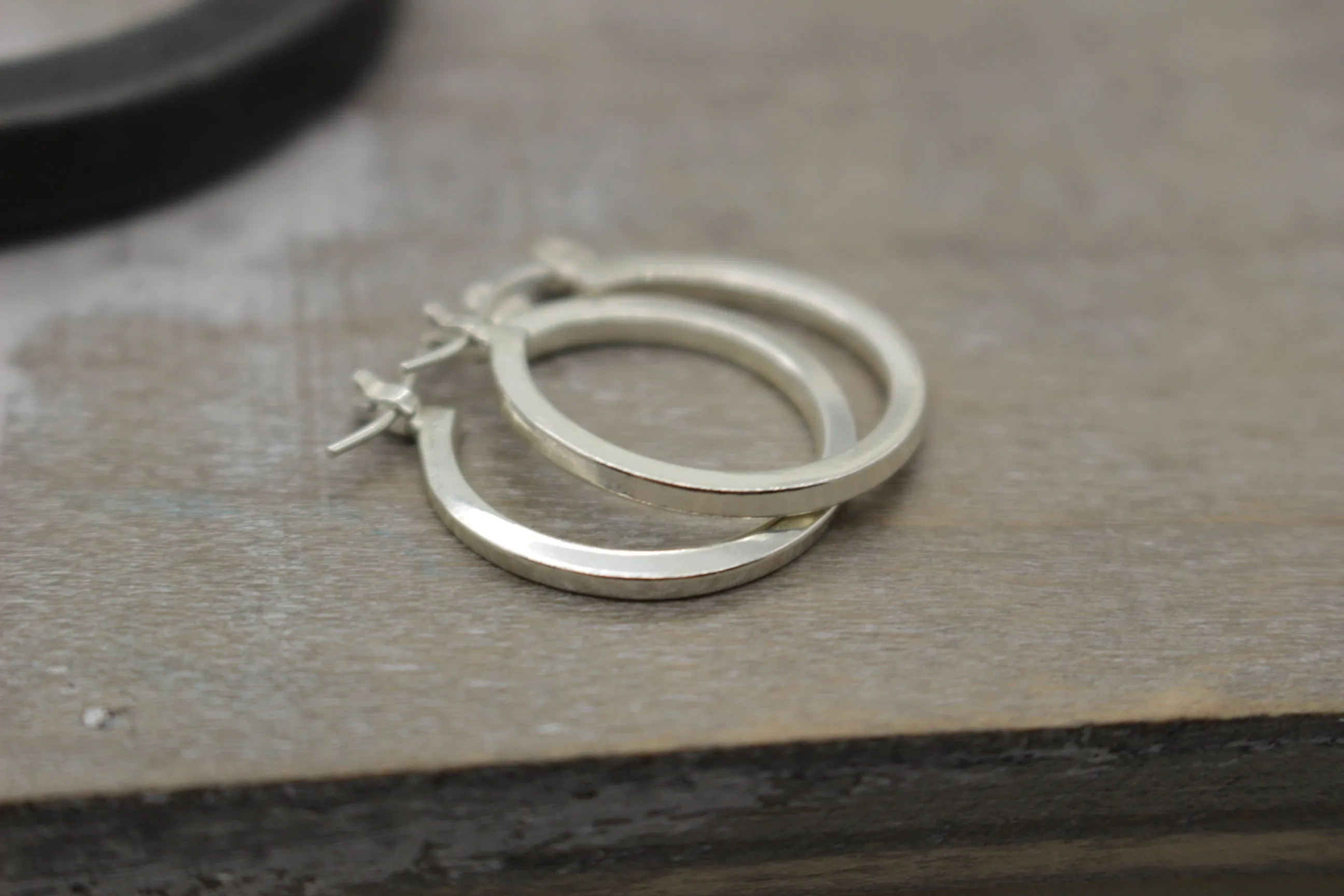 Petite square sterling silver hoop earrings