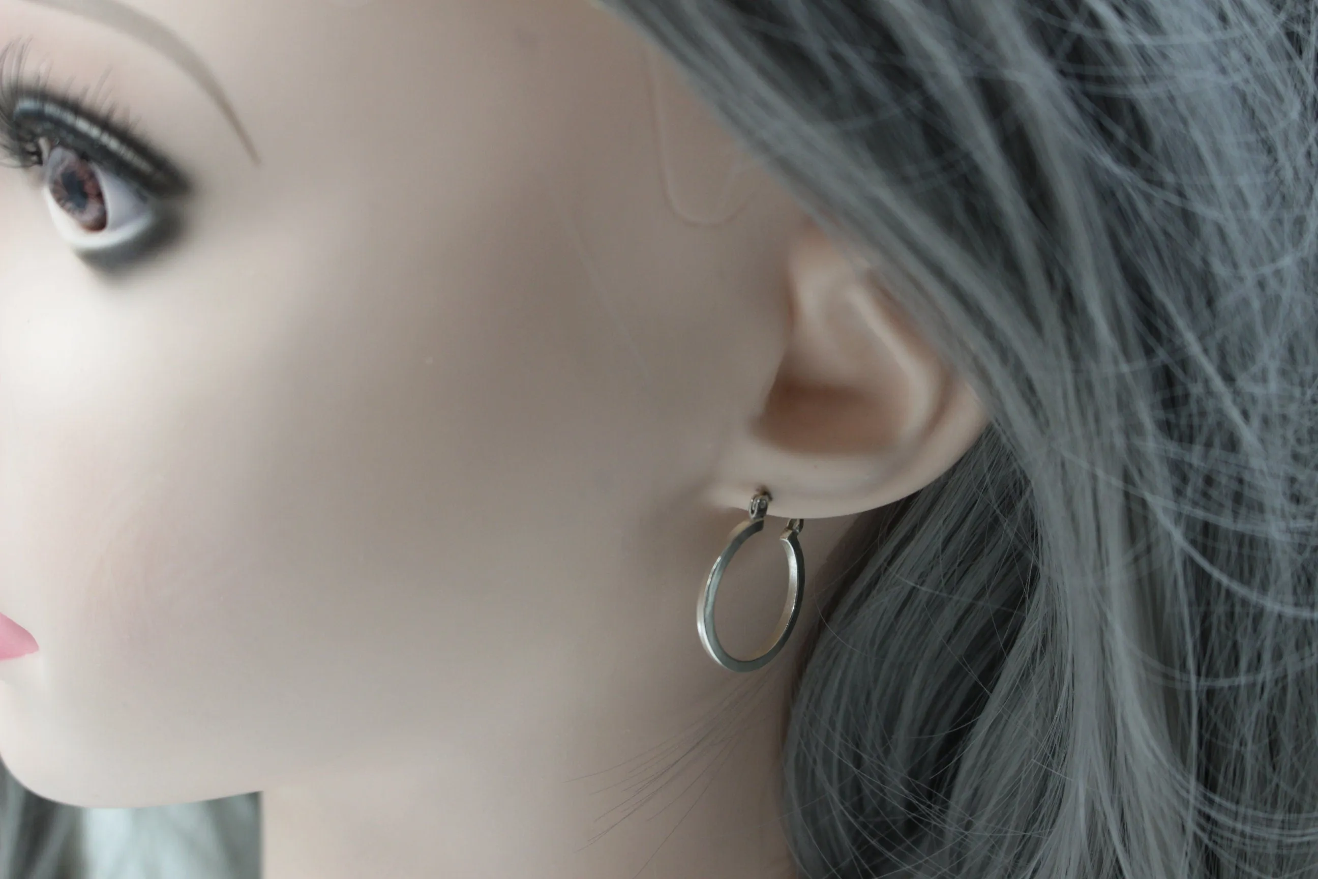 Petite square sterling silver hoop earrings