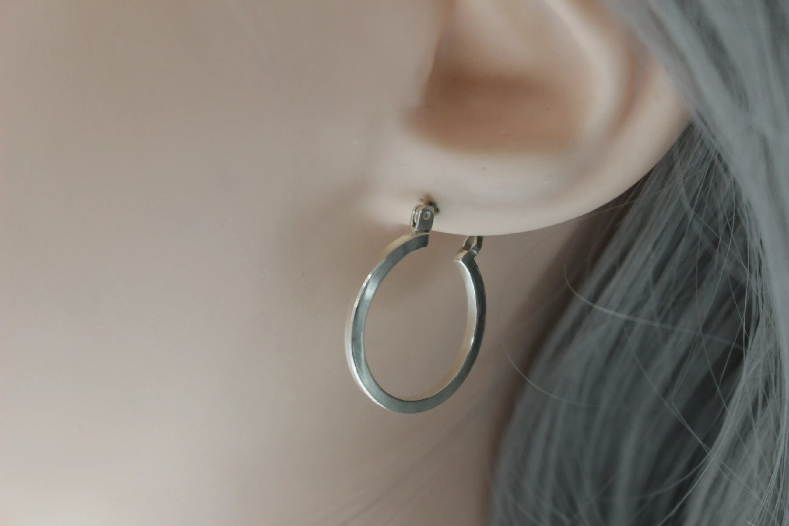 Petite square sterling silver hoop earrings