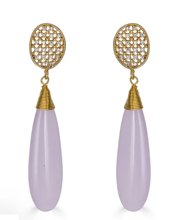 Pink Glass Dangle Earrings