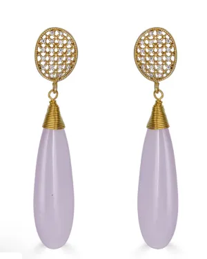 Pink Glass Dangle Earrings