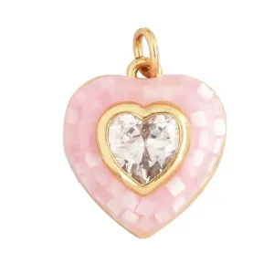 Pink Pave Heart Charm For Charm Bar & Charm Necklace