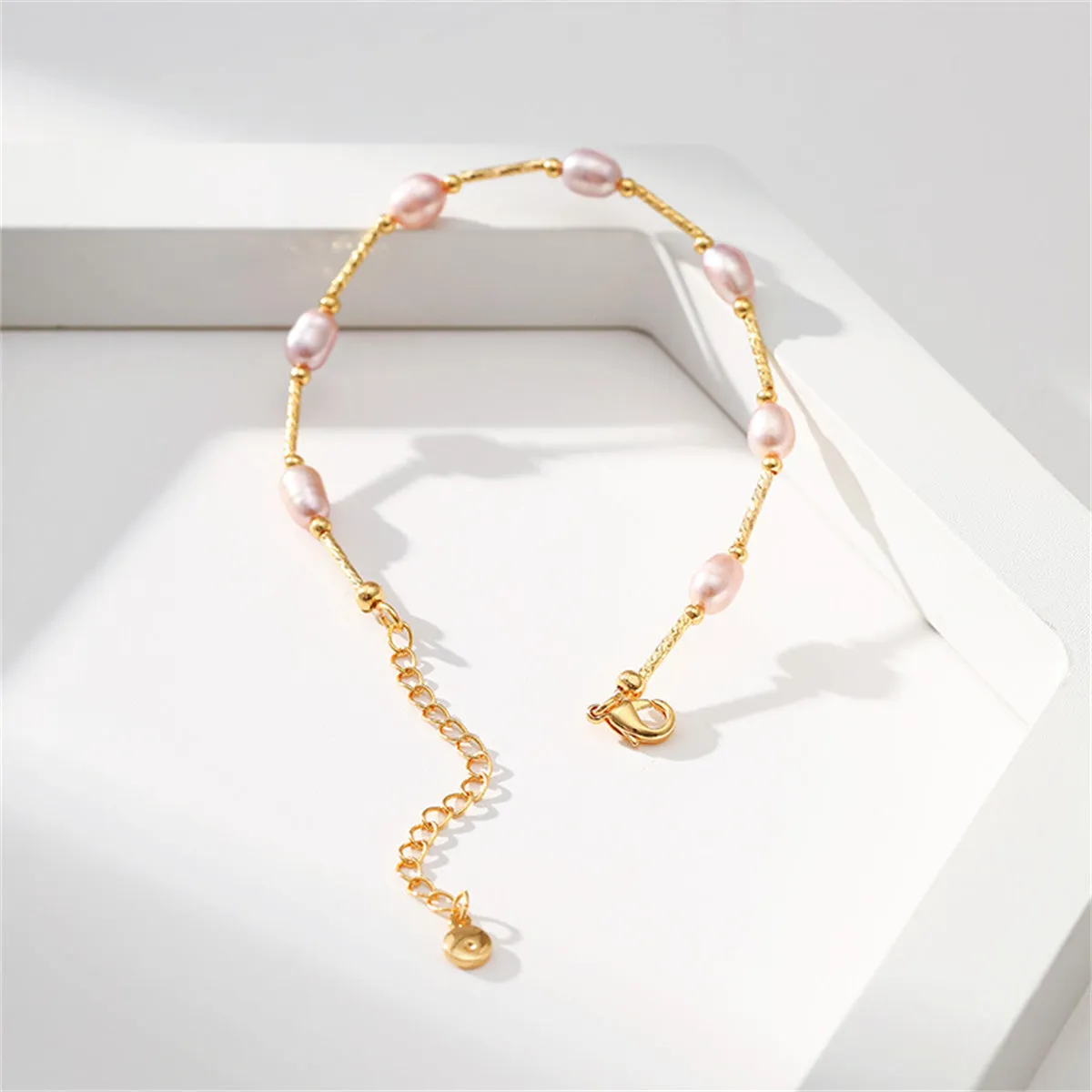 Pink Pearl & 18K Gold-Plated Bead Bar Bracelet