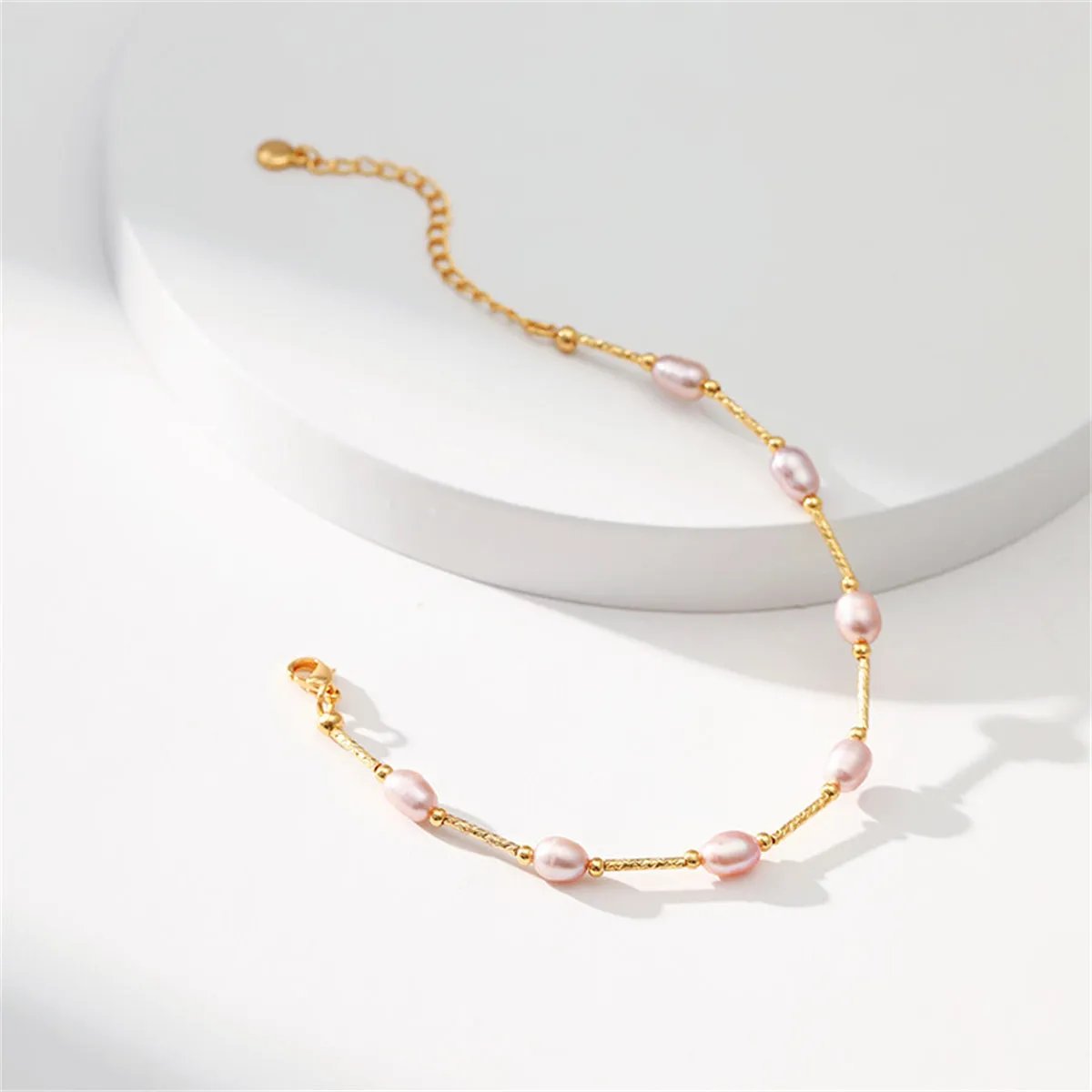 Pink Pearl & 18K Gold-Plated Bead Bar Bracelet