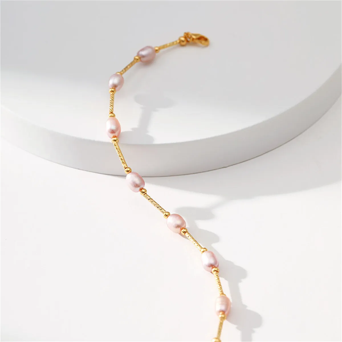 Pink Pearl & 18K Gold-Plated Bead Bar Bracelet
