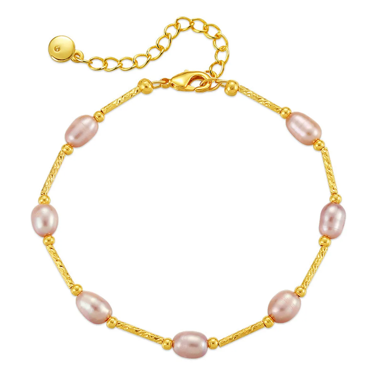 Pink Pearl & 18K Gold-Plated Bead Bar Bracelet