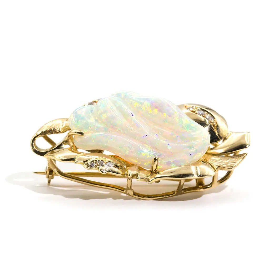 Piper Carved Opal Vintage Pendant & Antique Brooch