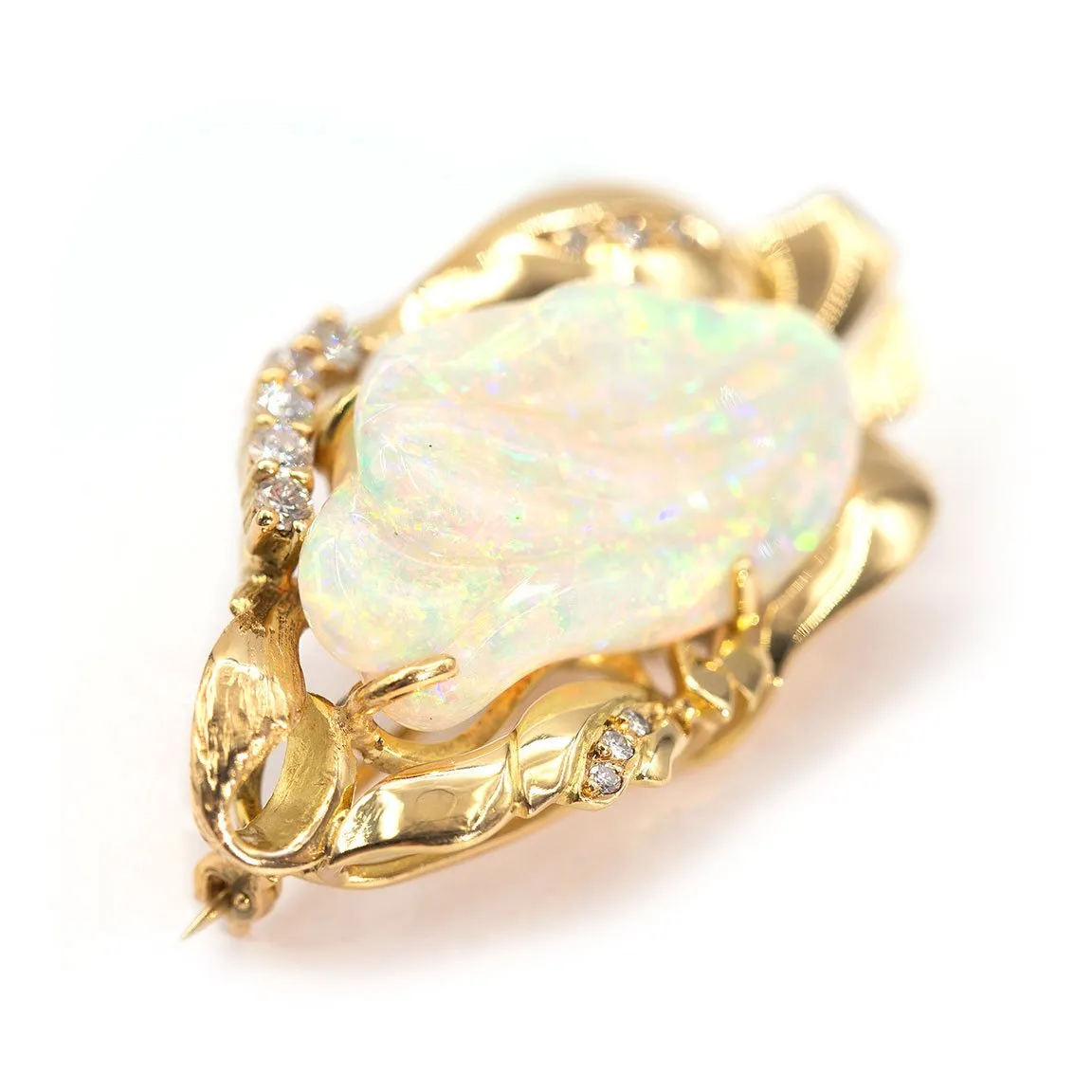 Piper Carved Opal Vintage Pendant & Antique Brooch