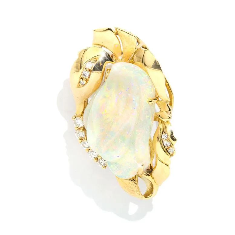 Piper Carved Opal Vintage Pendant & Antique Brooch