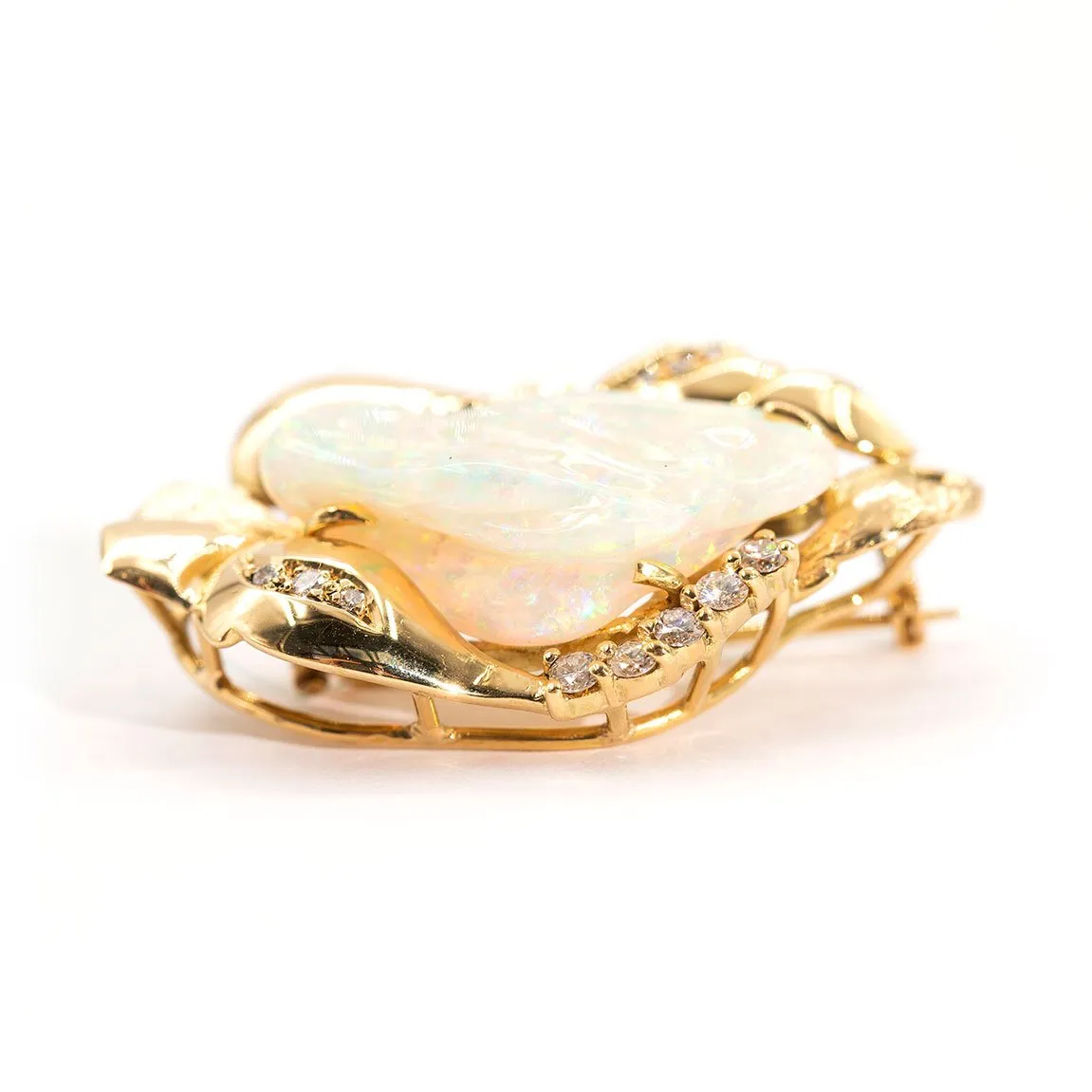 Piper Carved Opal Vintage Pendant & Antique Brooch