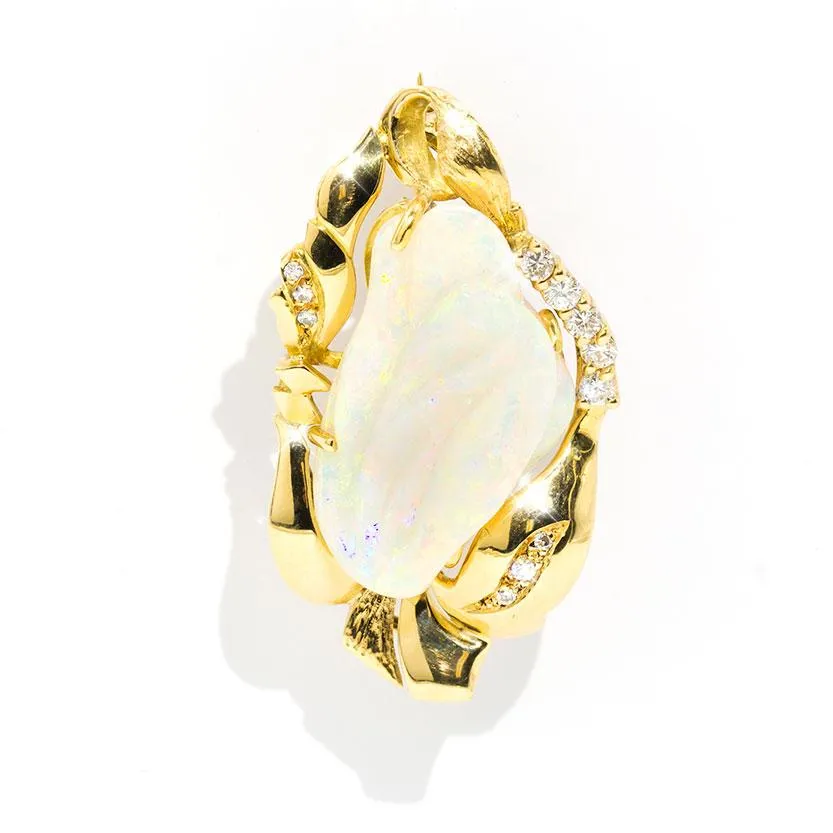 Piper Carved Opal Vintage Pendant & Antique Brooch